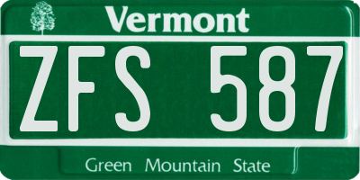 VT license plate ZFS587