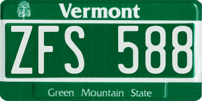 VT license plate ZFS588