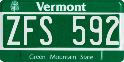 VT license plate ZFS592