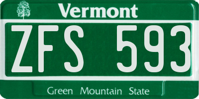 VT license plate ZFS593