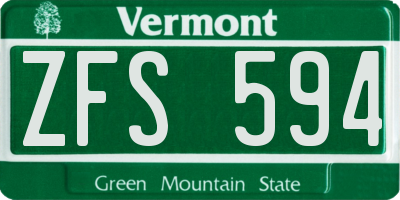 VT license plate ZFS594