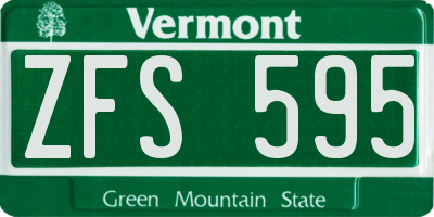 VT license plate ZFS595