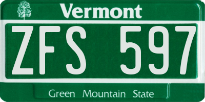 VT license plate ZFS597