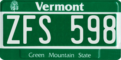 VT license plate ZFS598