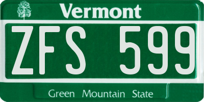 VT license plate ZFS599