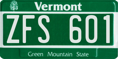 VT license plate ZFS601