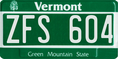 VT license plate ZFS604
