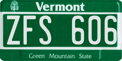 VT license plate ZFS606