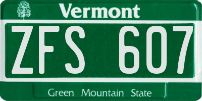 VT license plate ZFS607