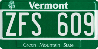 VT license plate ZFS609