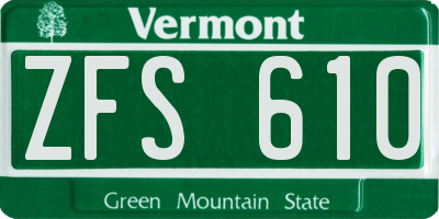 VT license plate ZFS610