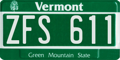 VT license plate ZFS611