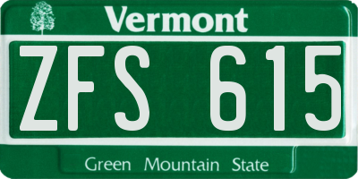 VT license plate ZFS615
