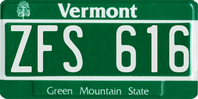 VT license plate ZFS616