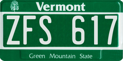 VT license plate ZFS617