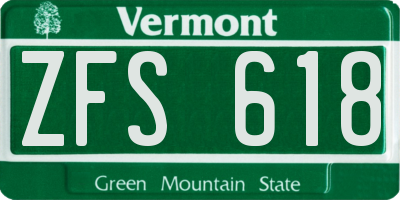 VT license plate ZFS618