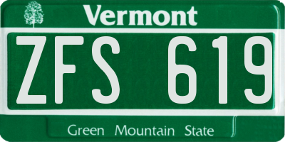 VT license plate ZFS619