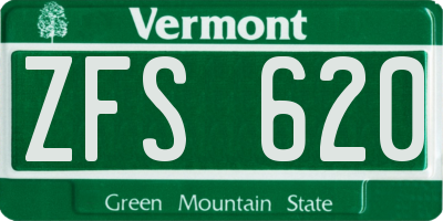 VT license plate ZFS620