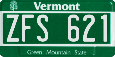 VT license plate ZFS621