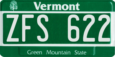 VT license plate ZFS622