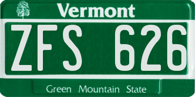 VT license plate ZFS626