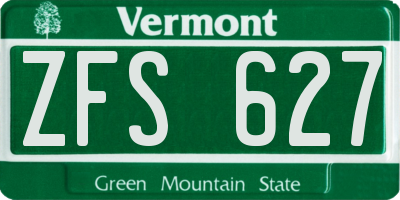 VT license plate ZFS627