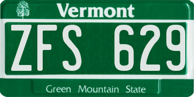 VT license plate ZFS629