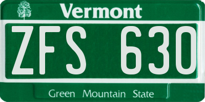 VT license plate ZFS630