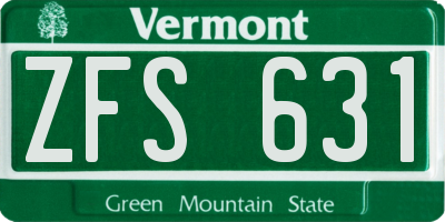 VT license plate ZFS631