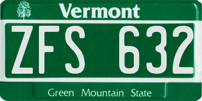 VT license plate ZFS632