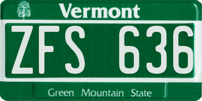 VT license plate ZFS636