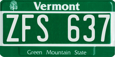 VT license plate ZFS637