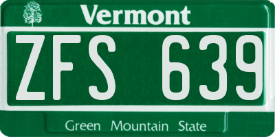 VT license plate ZFS639