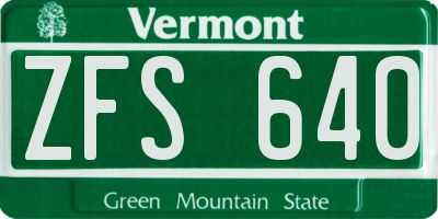 VT license plate ZFS640