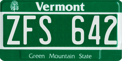 VT license plate ZFS642