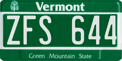 VT license plate ZFS644