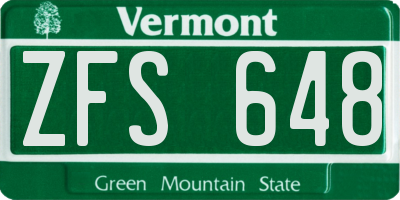 VT license plate ZFS648