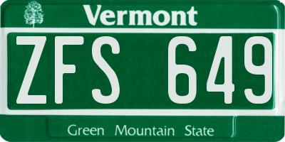 VT license plate ZFS649