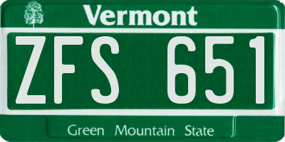 VT license plate ZFS651