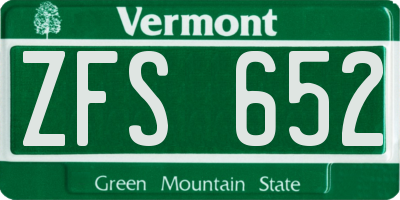 VT license plate ZFS652