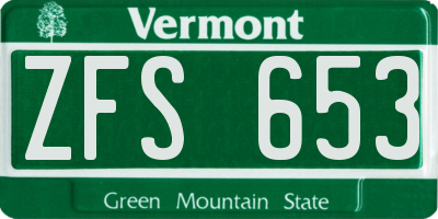 VT license plate ZFS653