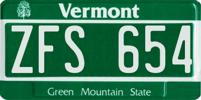 VT license plate ZFS654