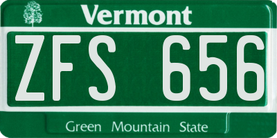 VT license plate ZFS656