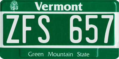 VT license plate ZFS657