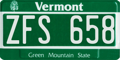 VT license plate ZFS658