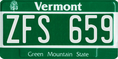 VT license plate ZFS659