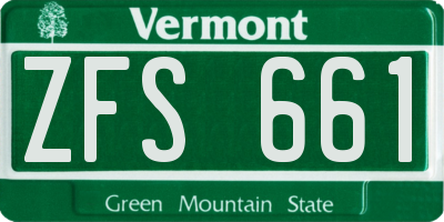 VT license plate ZFS661