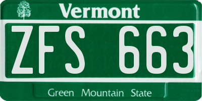 VT license plate ZFS663