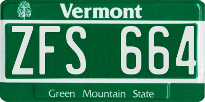 VT license plate ZFS664