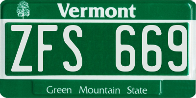 VT license plate ZFS669